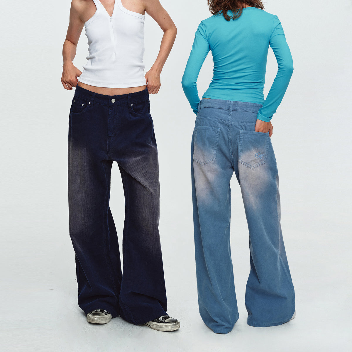 MADWITCH GRADIENT WASHED CORDUROY WIDE-LEG JEANS #G60130