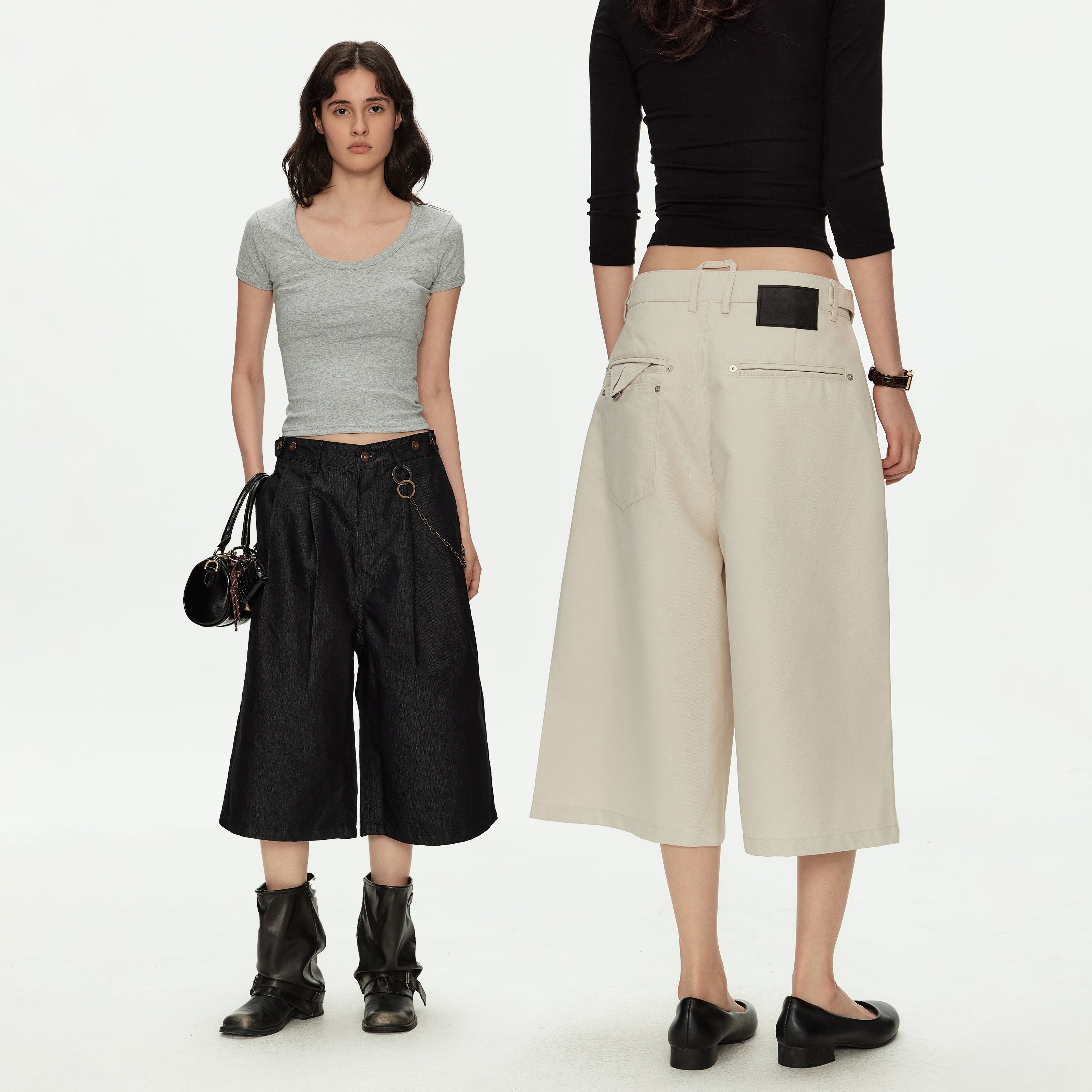 MADWITCH VINTAGE PLEATED CROP PANTS #CK273D
