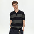 MADWITCH EMBROIDERED STRIPED KNIT POLO SHIRT #27512