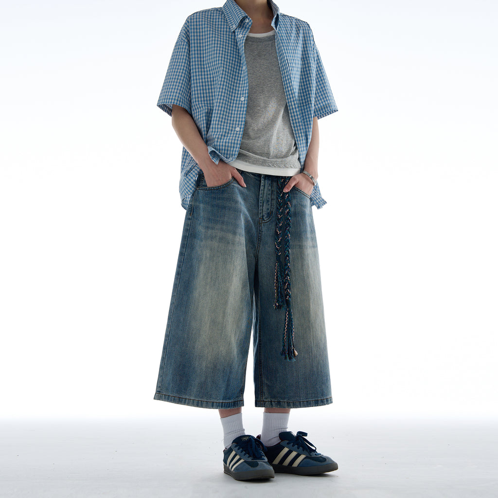 MADWITCH LOOSE FIT CROPPED DENIM JEANS #G6682
