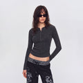 MADWITCH WASHED RUCHED CROPPED HENLEY #G2026125
