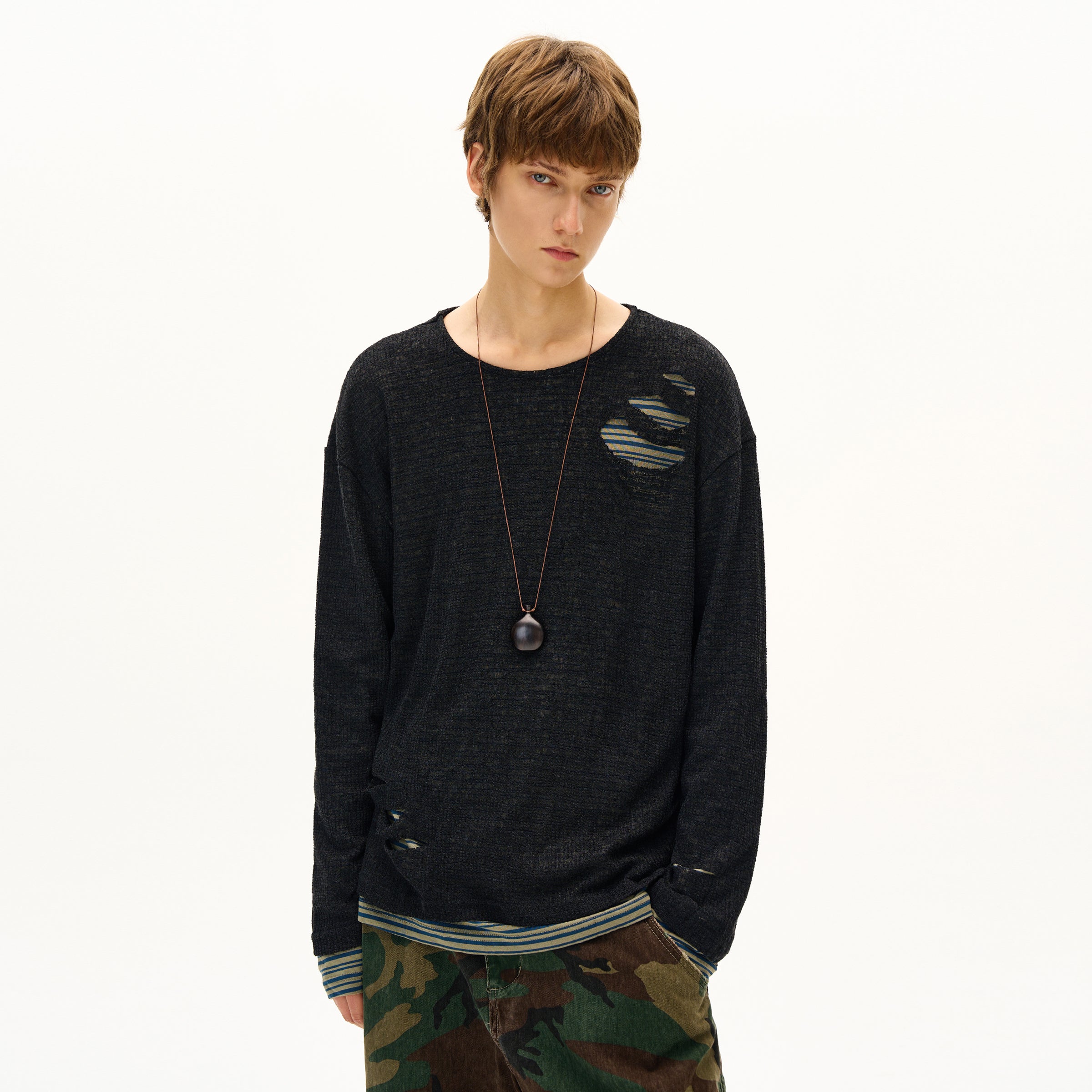 MADWITCH UNISEX DISTRESSED KNIT LONG SLEEVE #SD14