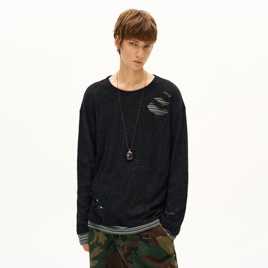 MADWITCH UNISEX DISTRESSED KNIT LONG SLEEVE #SD14