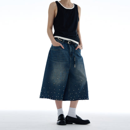 MADWITCH PEARL TEXTURED CROPPED DENIM JEANS #D1687