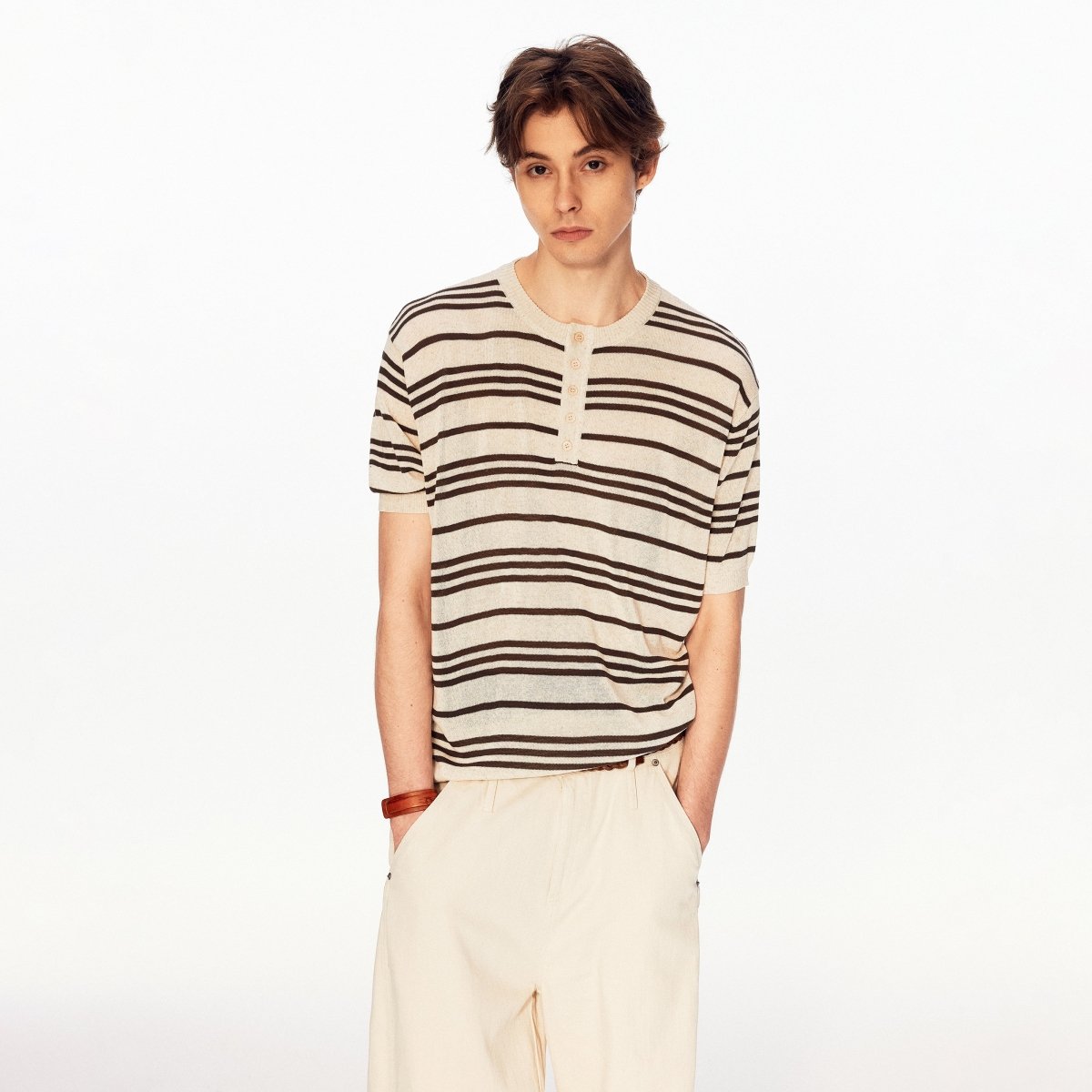 MADWITCH VINTAGE STRIPE HENLEY TEE 27525 - MadWitch Store