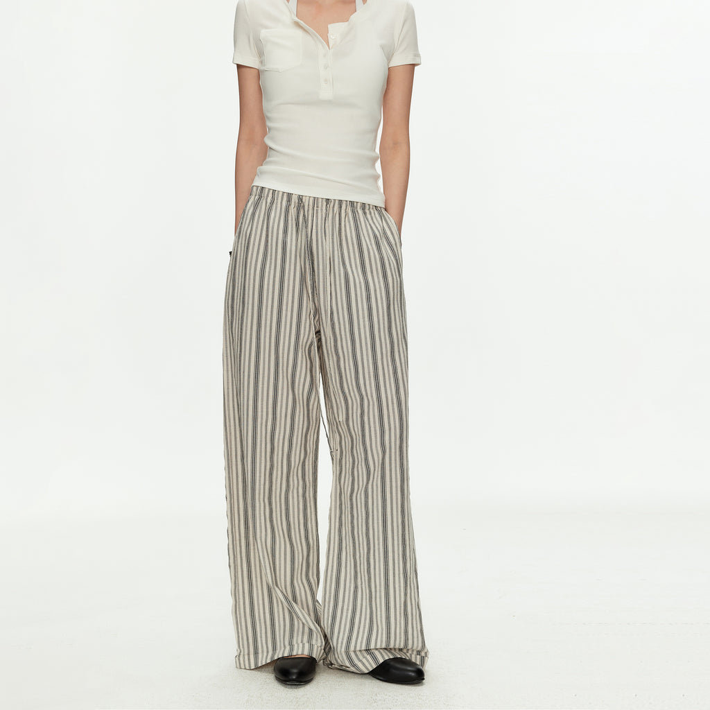 MADWITCH LINEN STRIPE WIDE PANTS #CK61018