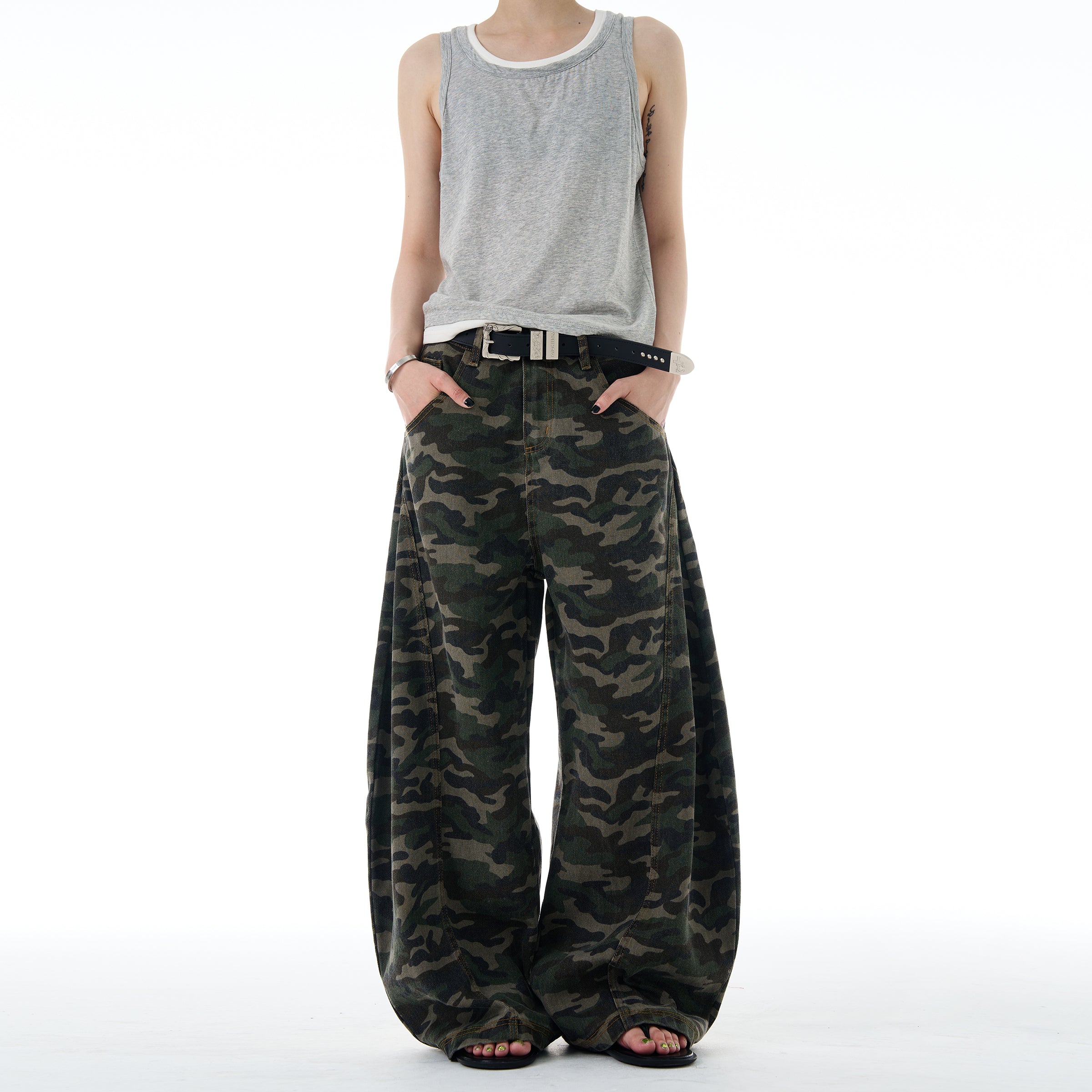 MADWITCH CAMO WIDE-LEG PANTS #G6808