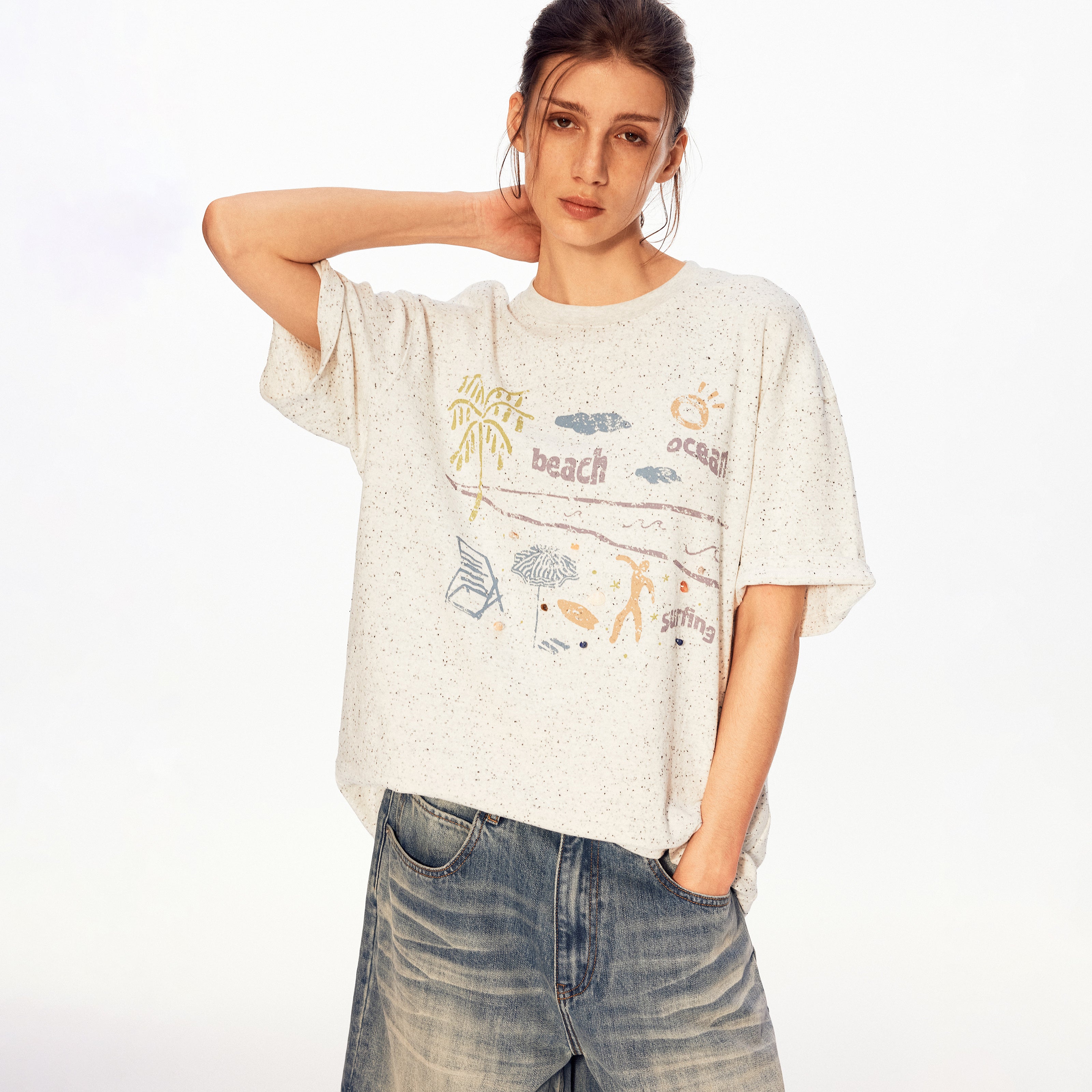 MADWITCH VINTAGE BEACH PRINT TEE #991310