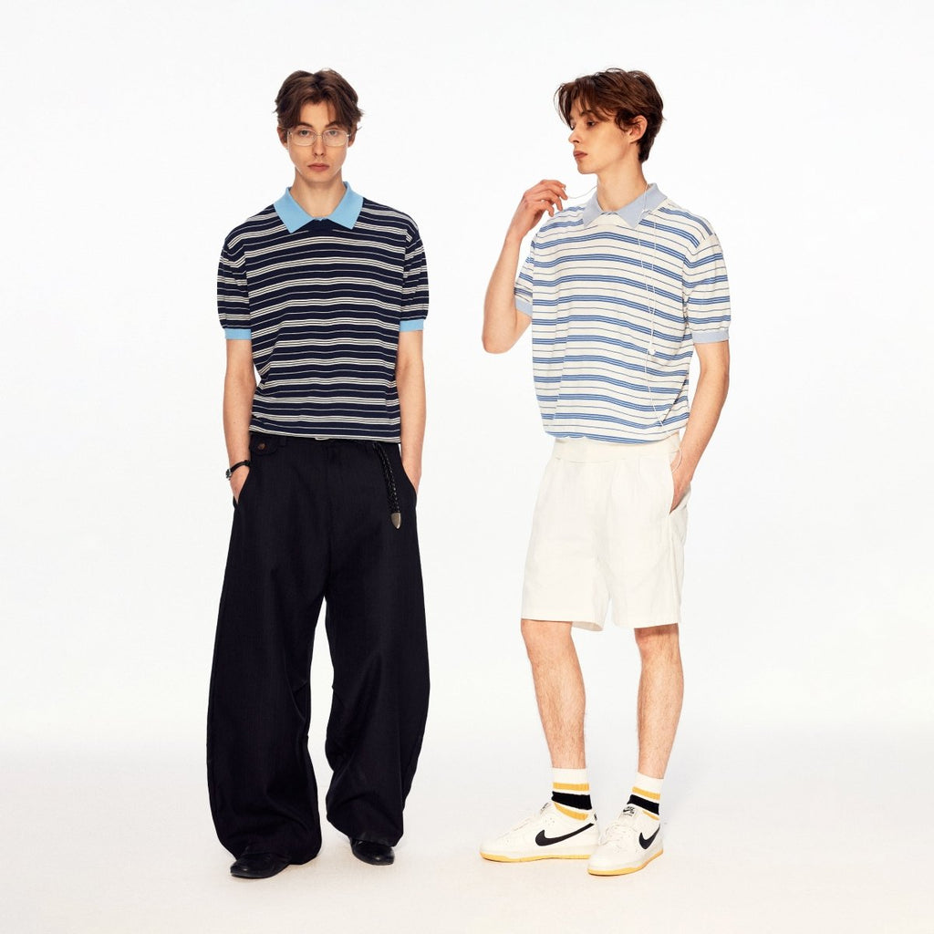 MADWITCH FAUX LAYER STRIPE POLO TEE 27474 - MadWitch Store