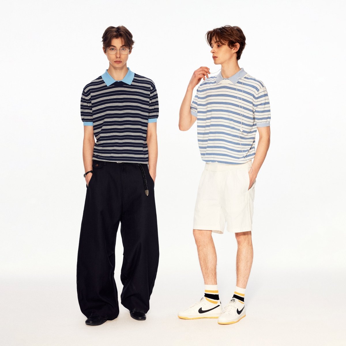 MADWITCH FAUX LAYER STRIPE POLO TEE 27474 - MadWitch Store