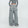 MADWITCH MULTI-POCKET DRAWSTRING WIDE-LEG SWEATPANTS #HL801