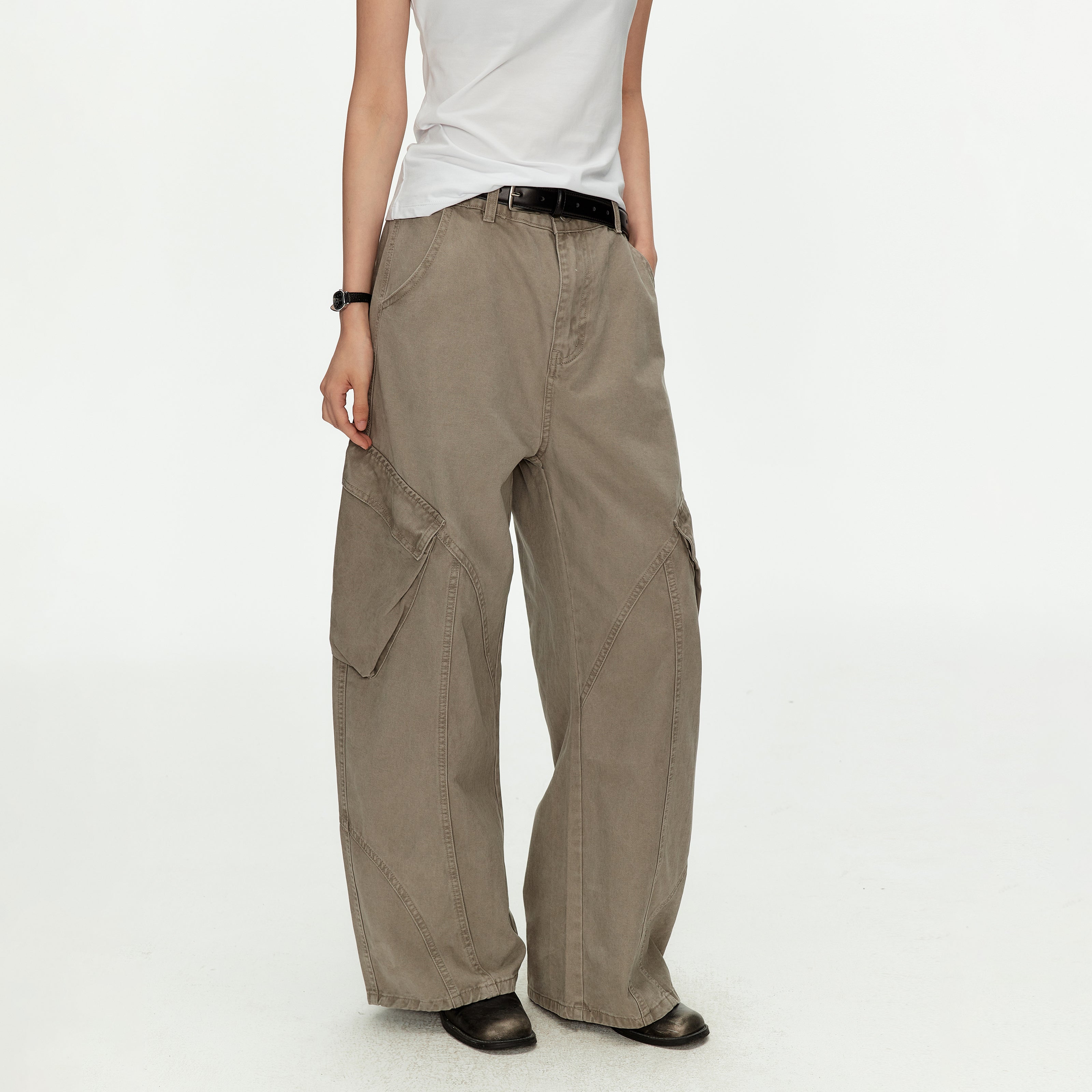 MADWITCH VINTAGE WASHED CURVED CARGO PANTS #K701