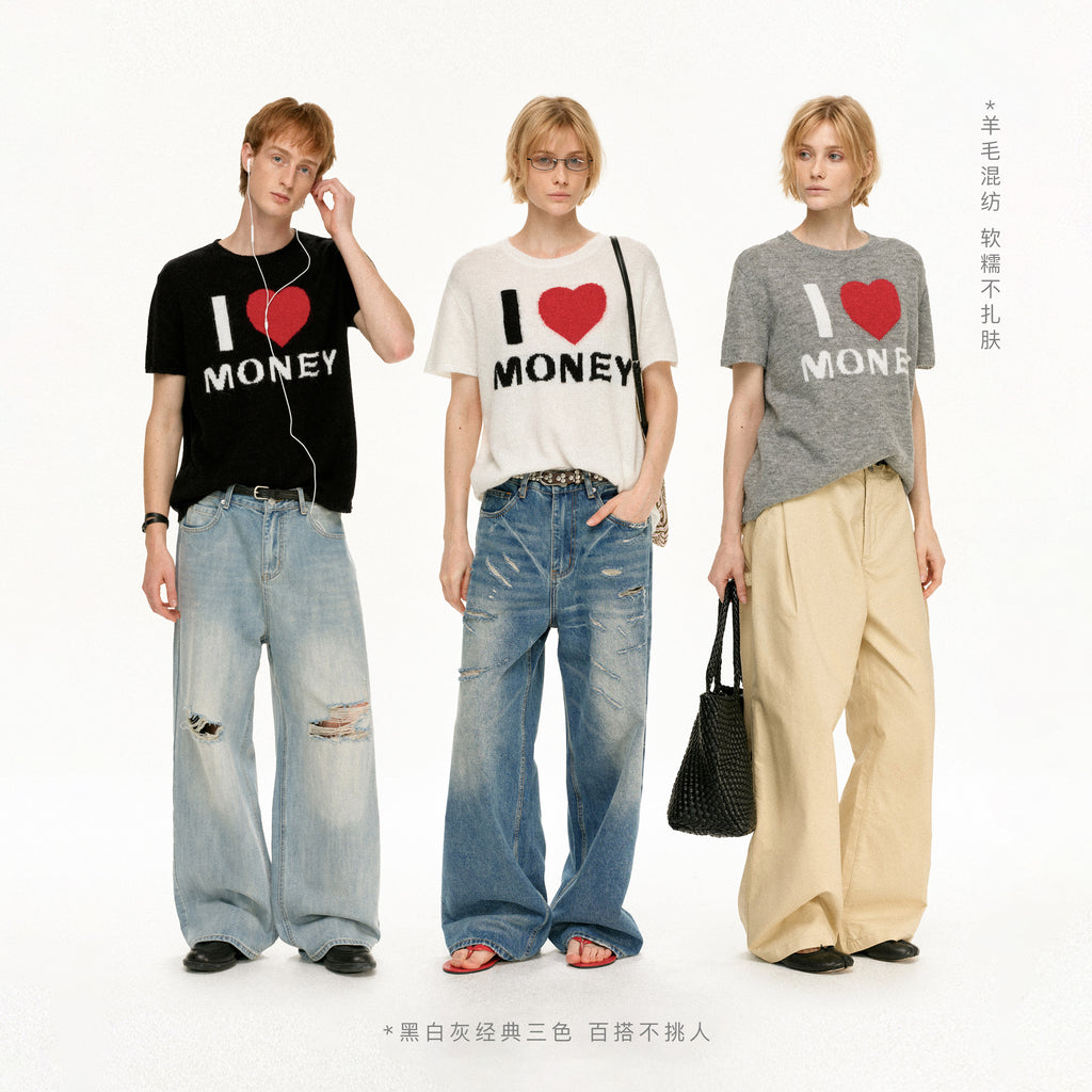 MADWITCH VINTAGE HEART KNIT TEE #MY617