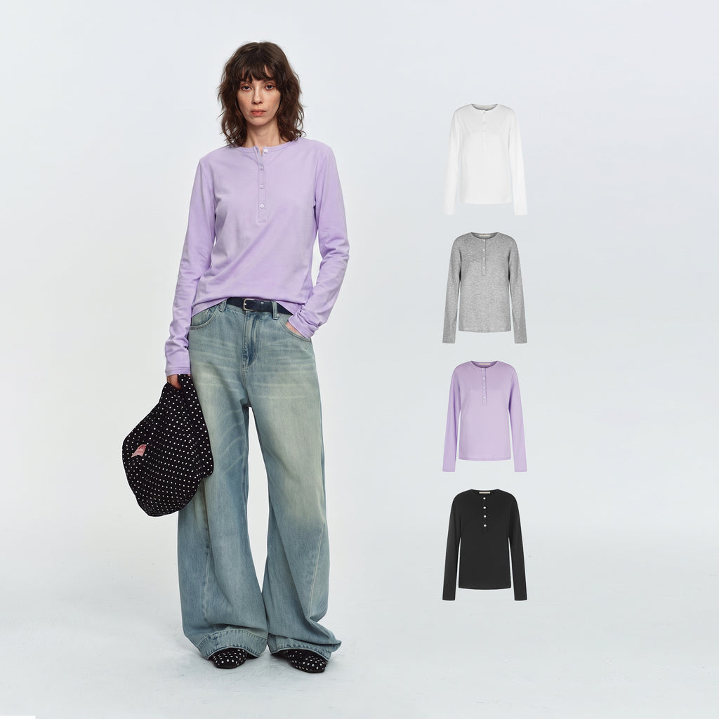 MADWITCH LIGHTWEIGHT LYOCELL-BLEND HENLEY SHIRT #TC155N