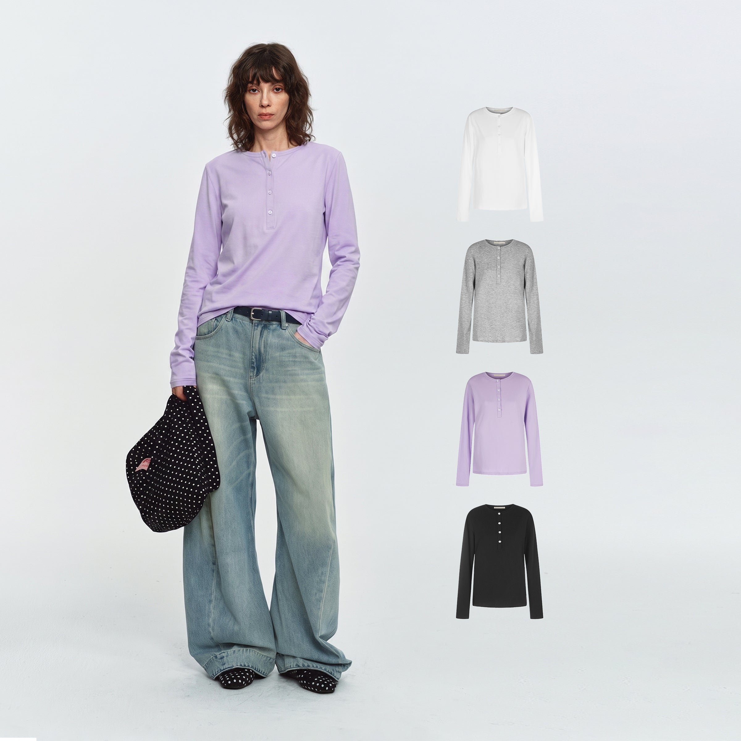 MADWITCH LIGHTWEIGHT LYOCELL-BLEND HENLEY SHIRT #TC155N