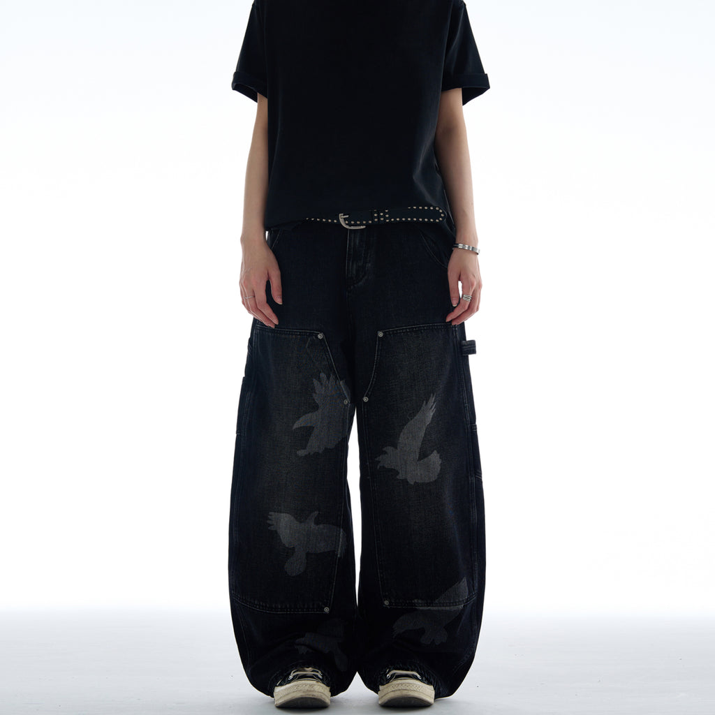 MADWITCH AMERICAN STYLE PEACE DOVE PRINT DENIM JEANS #CK9575