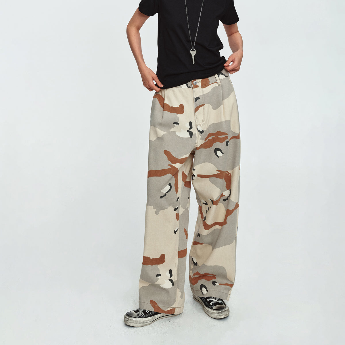 MADWITCH DESERT-CAMO WIDE-LEG RELAXED PANTS #Z353