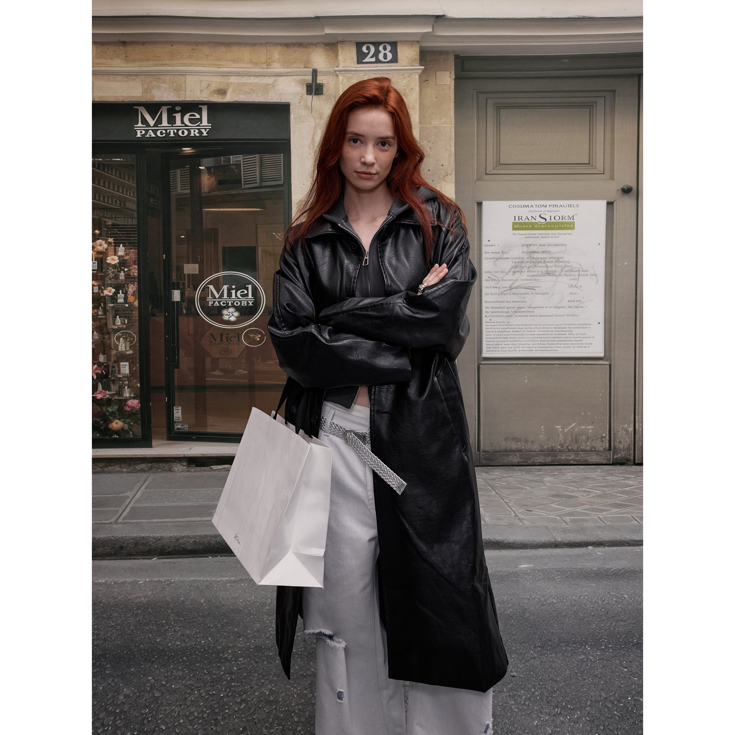 MADWITCH PU LONG LINE LEATHER COAT #28116