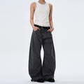 MADWITCH WIDE-LEG BEND-DESIGN JEANS #L4803