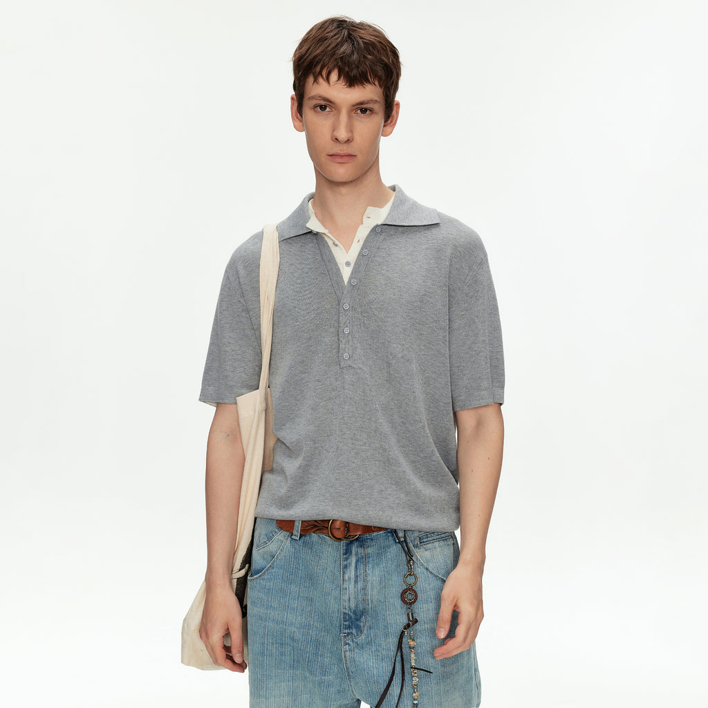 MADWITCH VINTAGE FAUX LAYER POLO TEE #AW26819