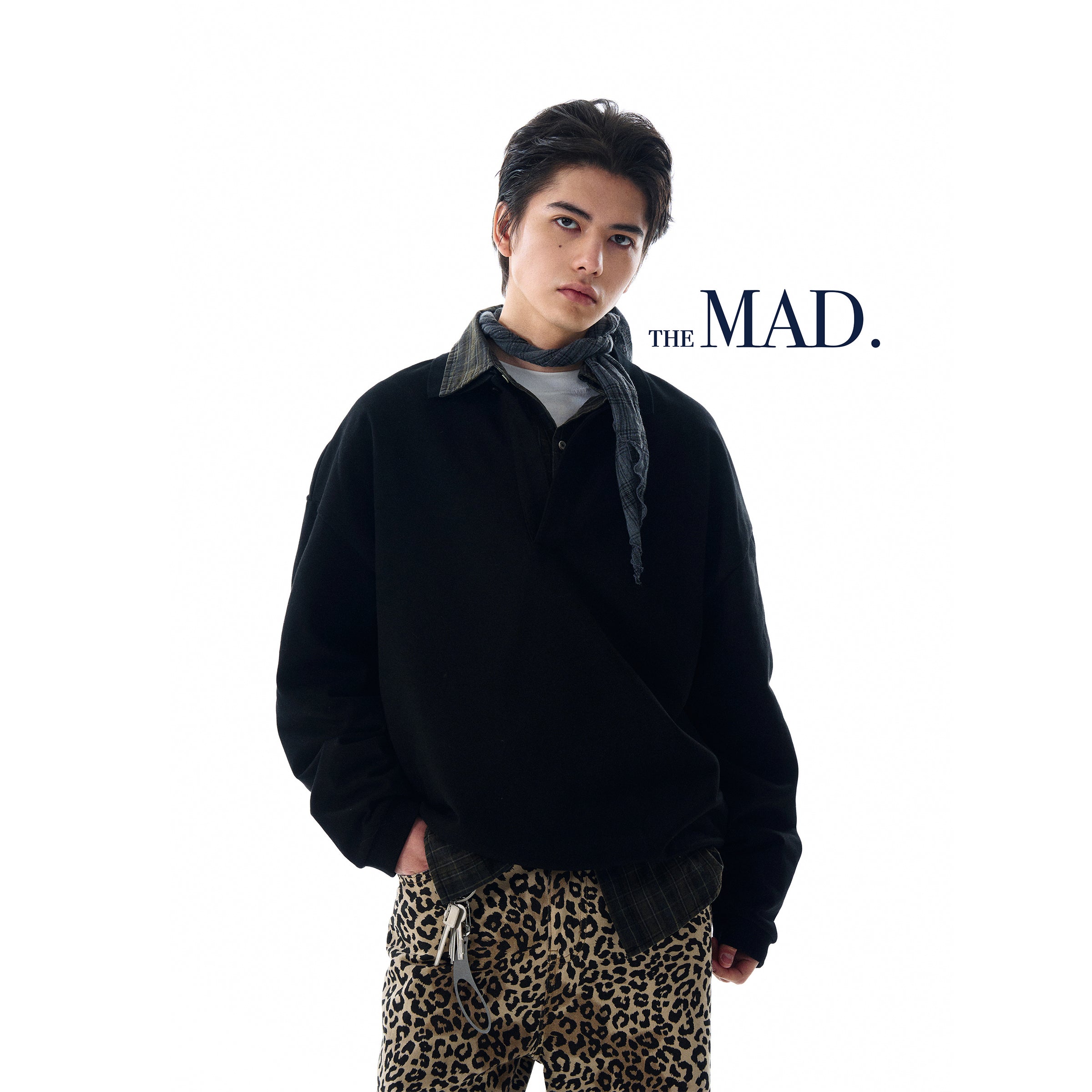 MADWITCH TURN-DOWN COLLAR VERSATILE TOP #0198