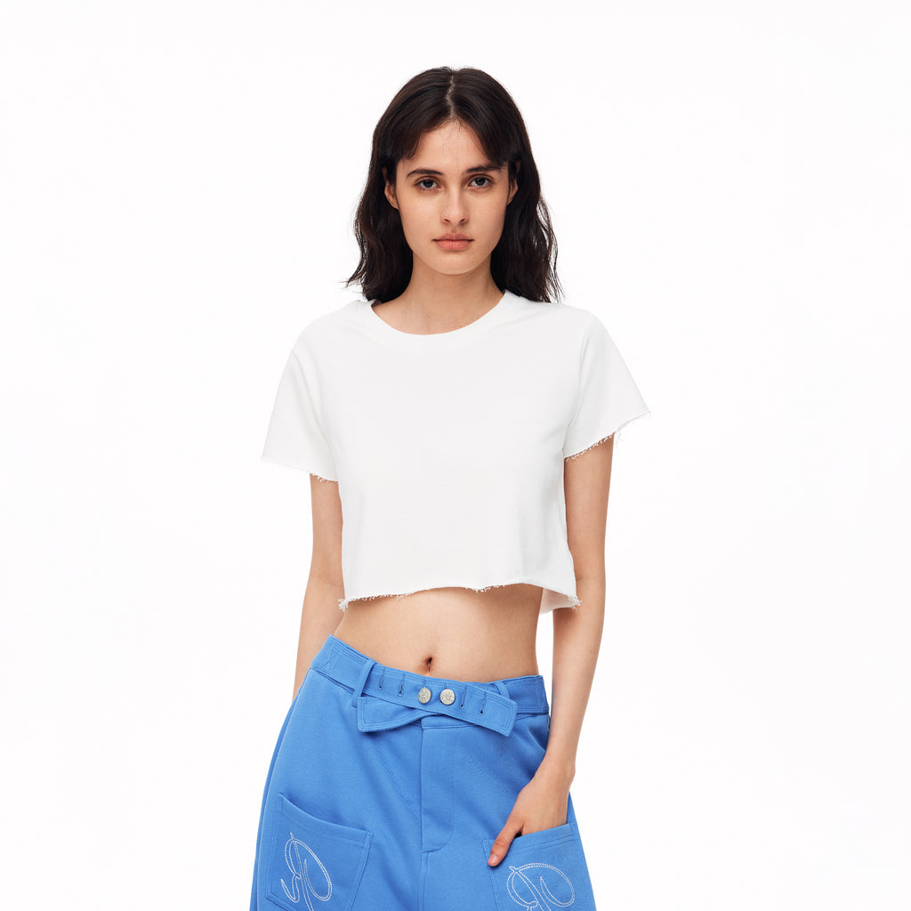 MADWITCH RAW EDGE CROPPED CREWNECK TEE #2026569
