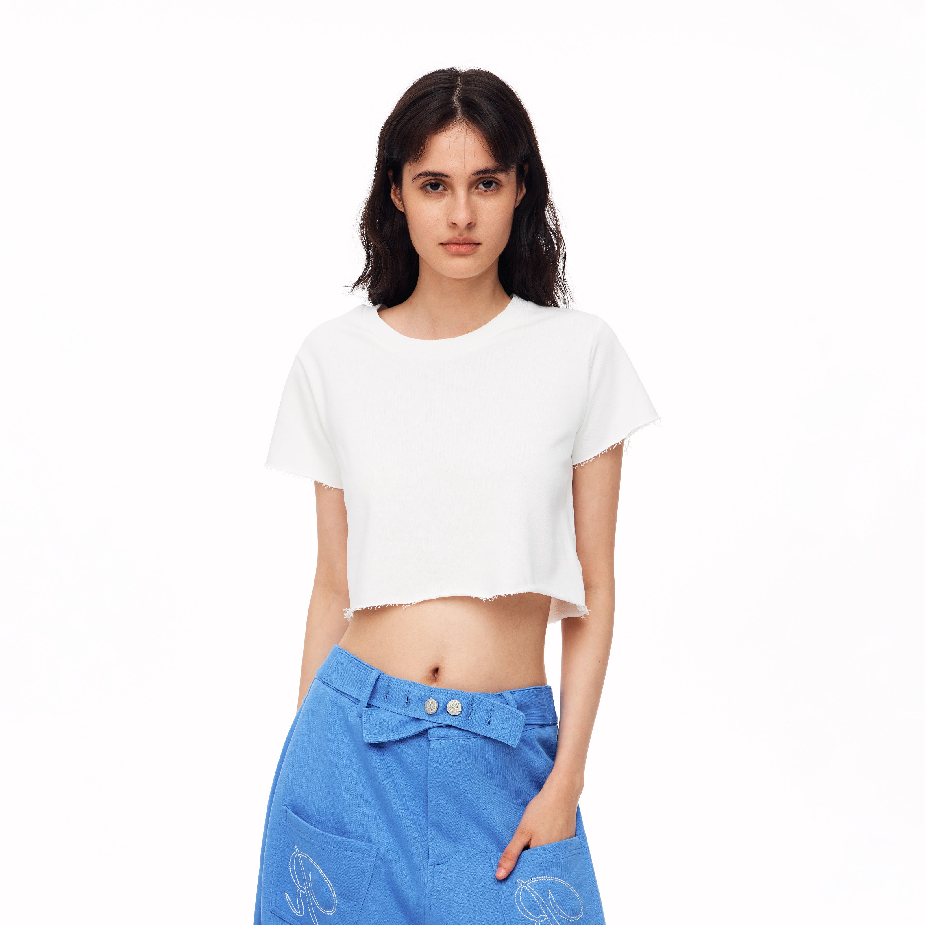 MADWITCH RAW EDGE CROPPED CREWNECK TEE #2026569