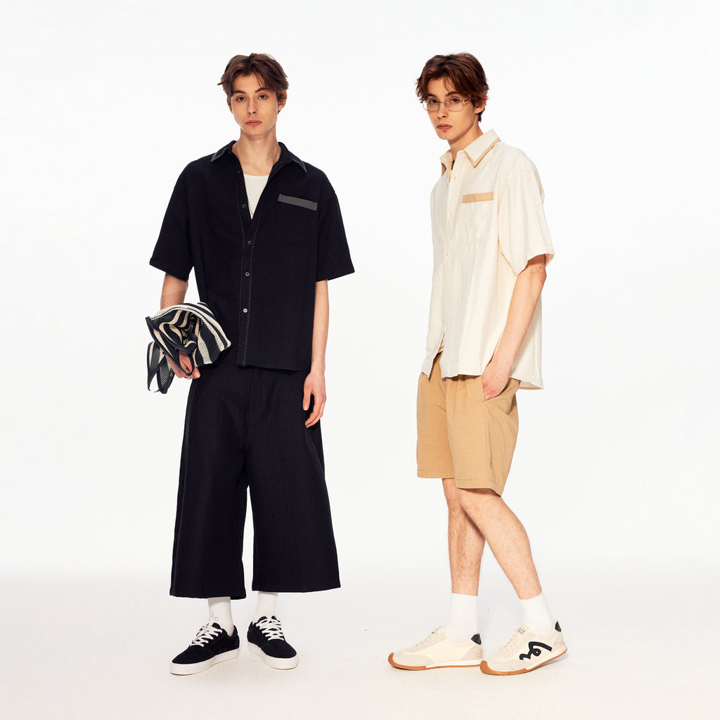 MADWITCH COLORBLOCK LINEN POCKET SHIRT #880822