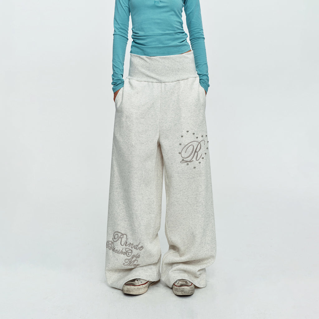 MADWITCH STUDDED FOLD-OVER WIDE-LEG SWEATPANTS #L2026617