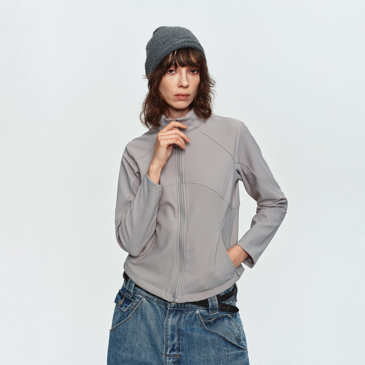 MADWITCH CURVED-HEM CROPPED TRACK JACKET #CX62