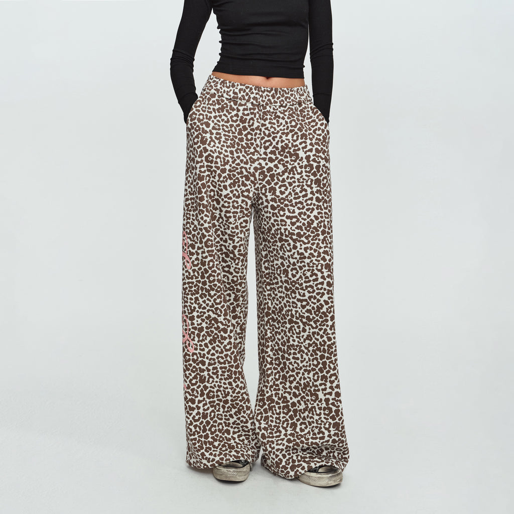 MADWITCH GRAPHIC-PRINT LEOPARD WIDE-LEG LOUNGE PANTS #C1070