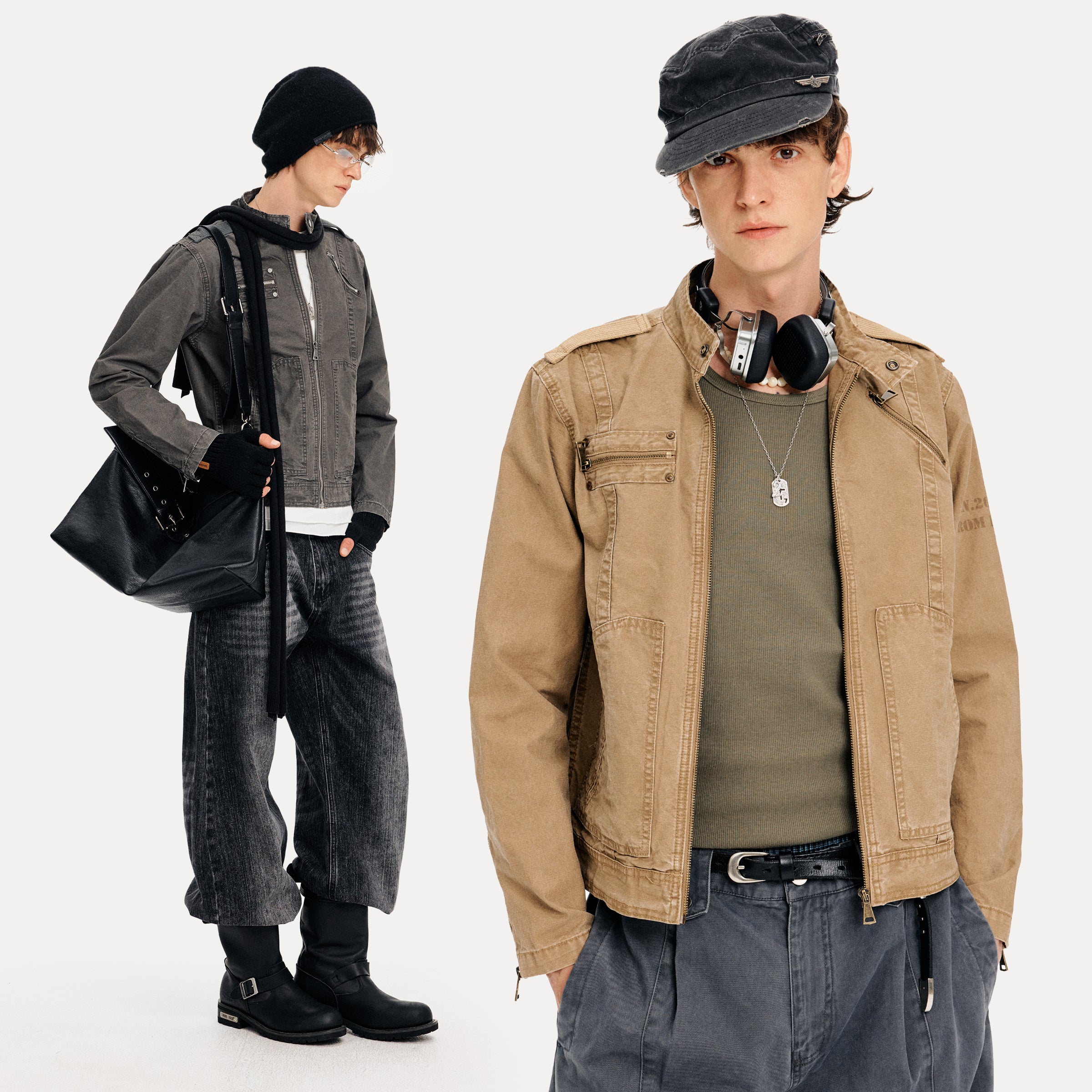 MADWITCH PATCHWORK CROPPED WORK JACKET #CW1325