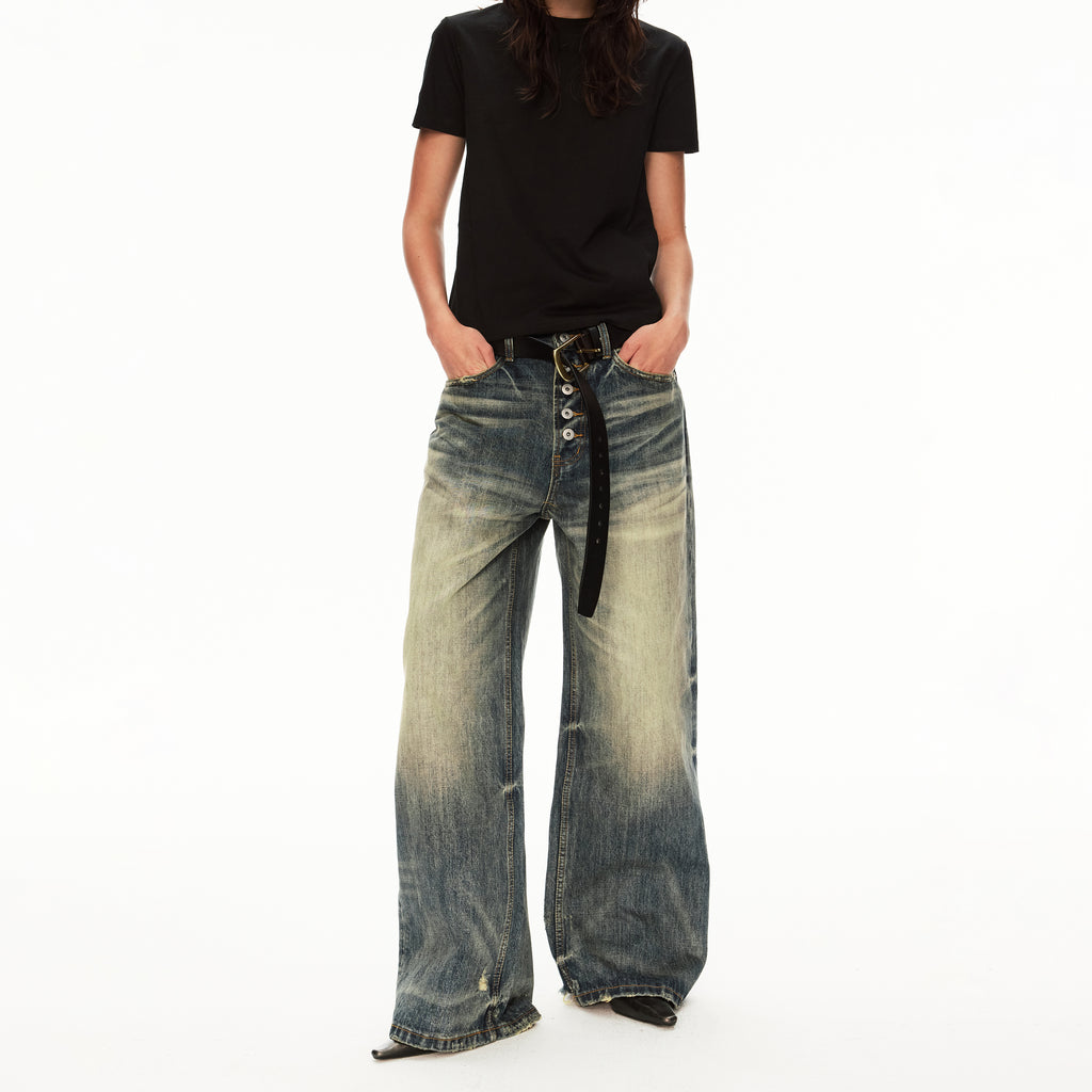 MADWIT DISTRESSED WIDE JEANS #GD006