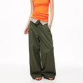 MADWITCH CONTRAST FOLD-OVER WAIST CARGO PANTS #CN61055