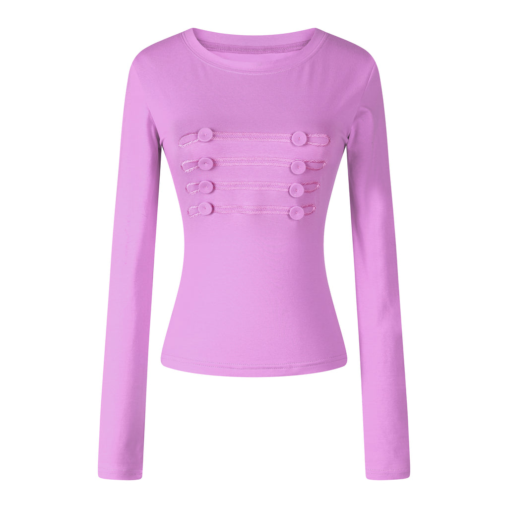MADWITCH NAPOLEON-BUTTON CROPPED LONG-SLEEVE TOP #L2026741