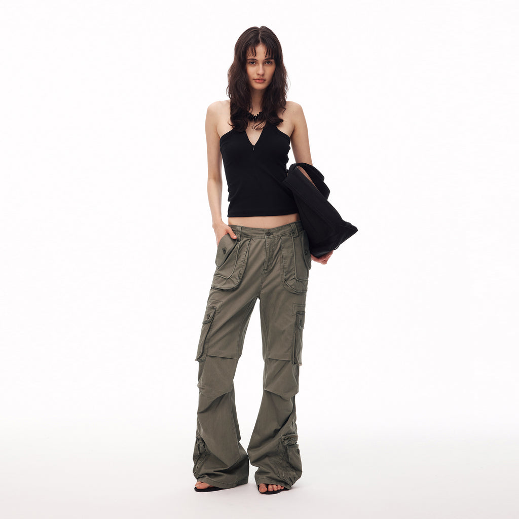 MADWITCH DECONSTRUCTED WASHED FLARE CARGO PANTS #CN61032