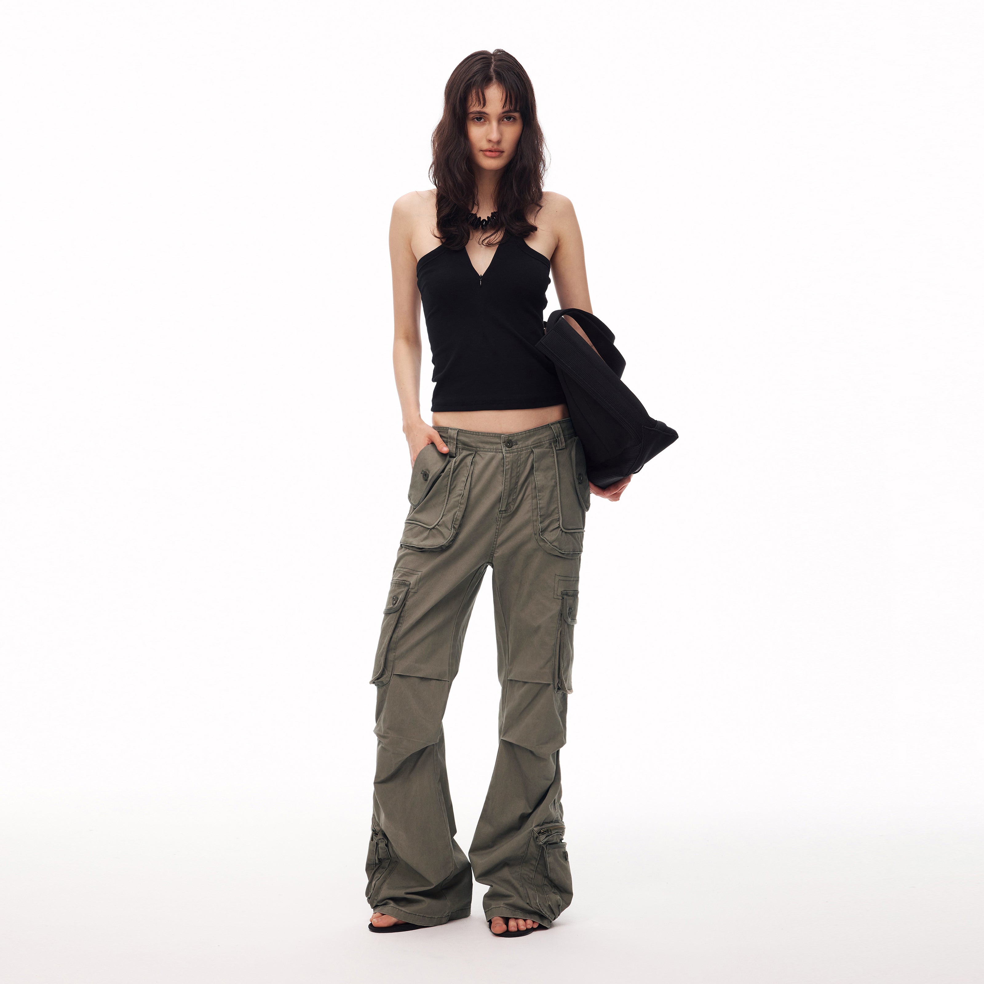 MADWITCH DECONSTRUCTED WASHED FLARE CARGO PANTS #CN61032