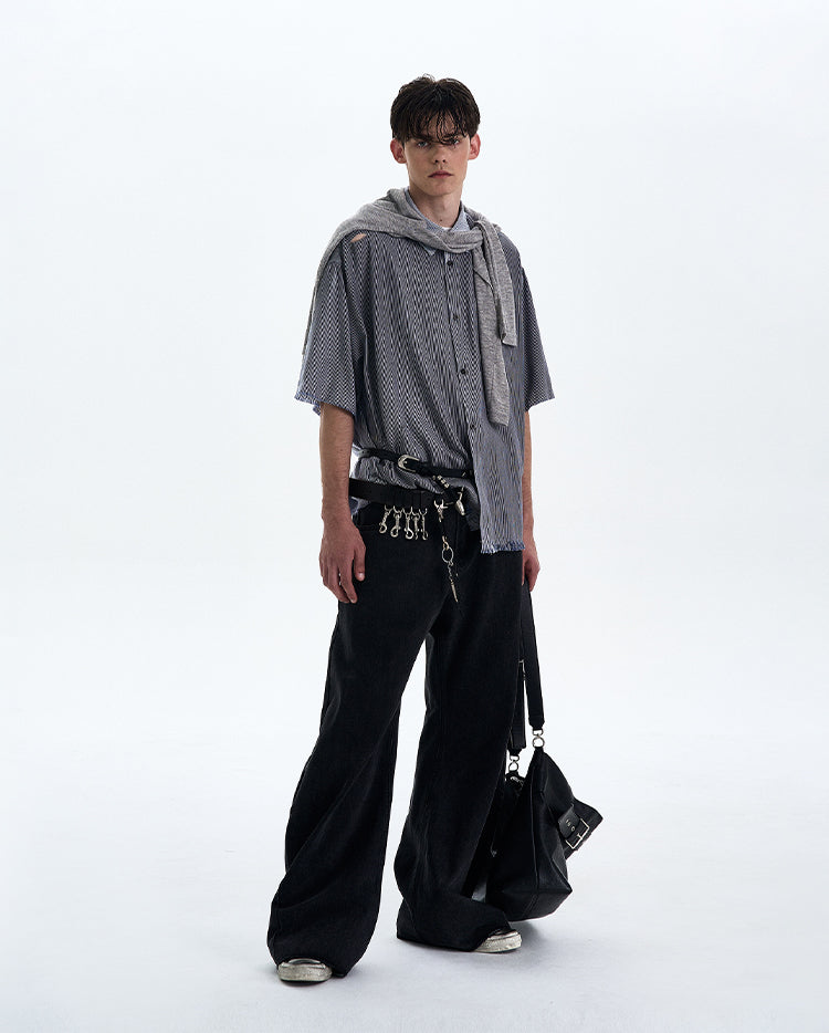 MADWITCH DISTRESSED RAW HEM SHIRT #RC193