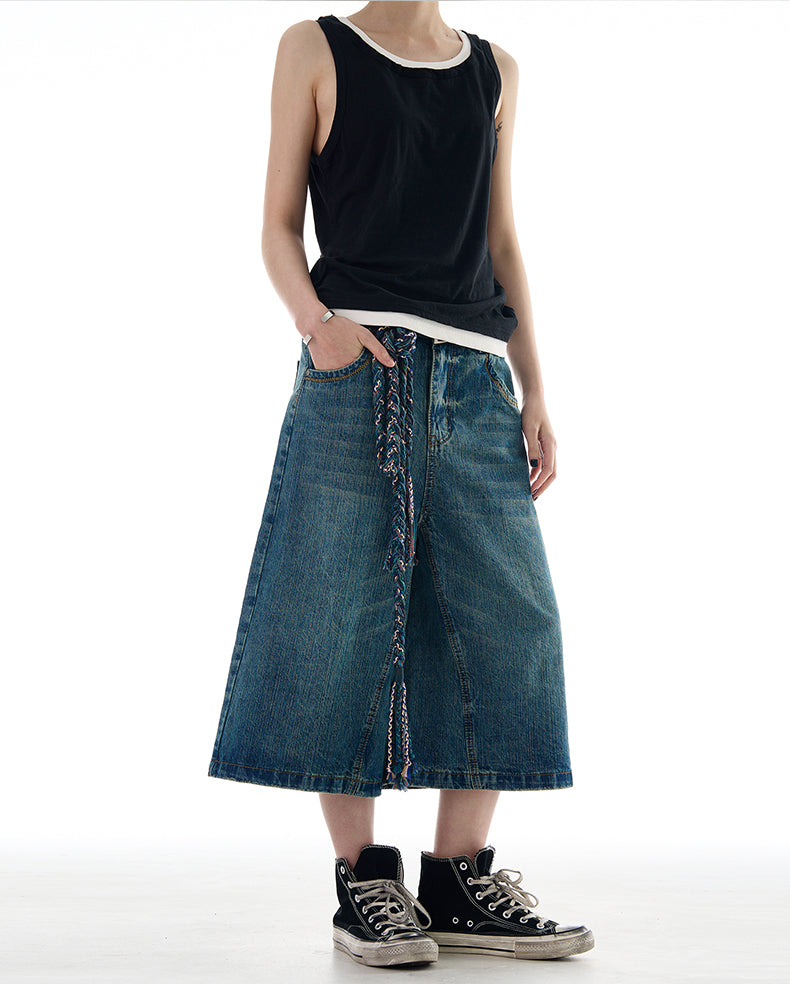 MADWITCH WASHED WIDE LEG DENIM JEANS #L562
