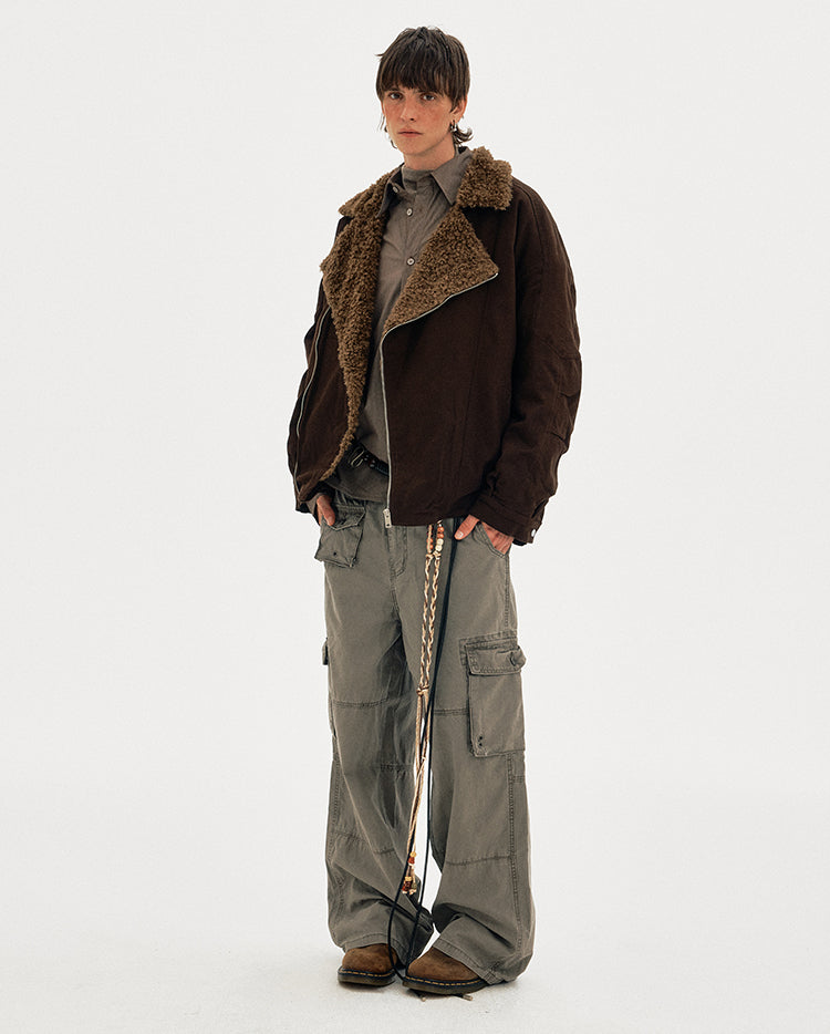 MADWITCH DIAGONAL FUR JACKET #MY0212