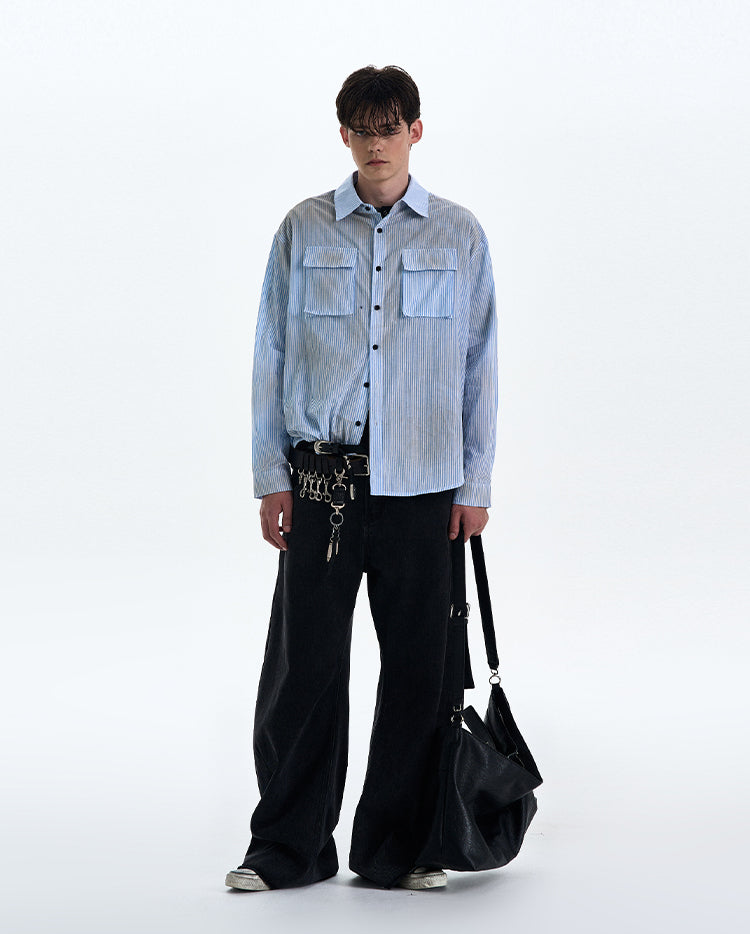 MADWITCH DIRTYFIT STRIPED BUTTON-UP SHIRT #L832