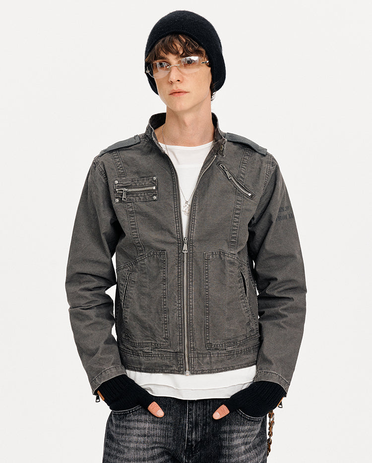 MADWITCH PATCHWORK CROPPED WORK JACKET #CW1325
