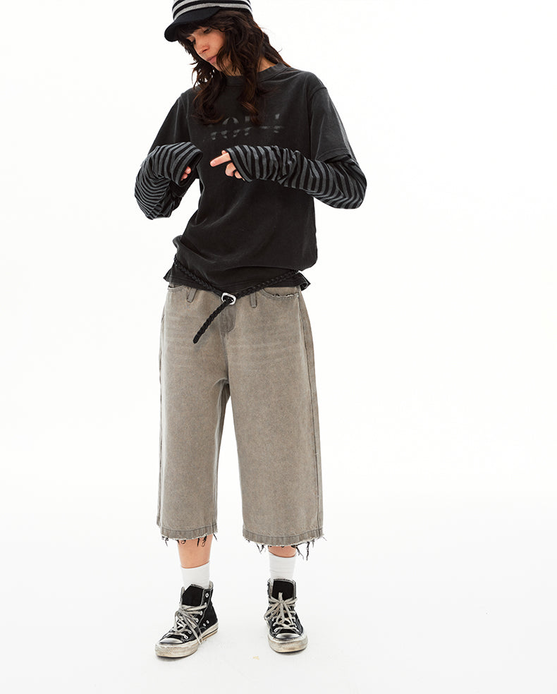 MADWIT FRAYED WASHED JEANS #K731