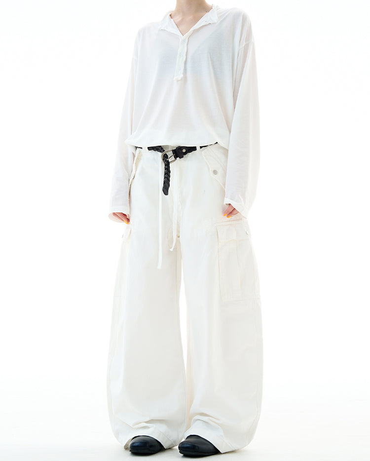 MADWITCH DRAWSTRING MULTI-POCKET CARGO PANTS #Z030