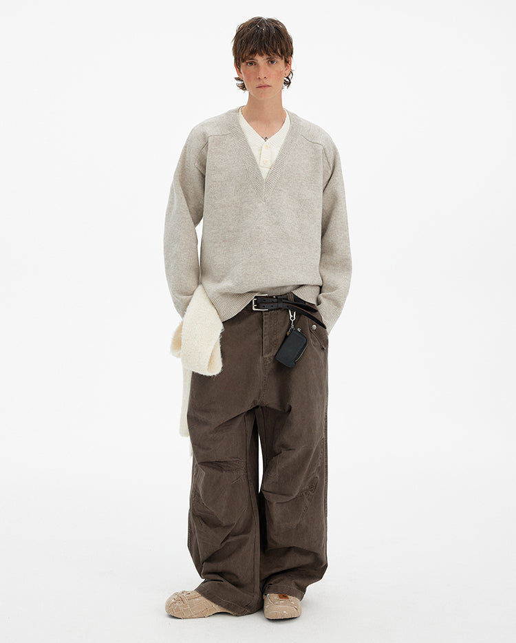 MADWITCH RETRO LAYERED V-NECK SWEATER #68930