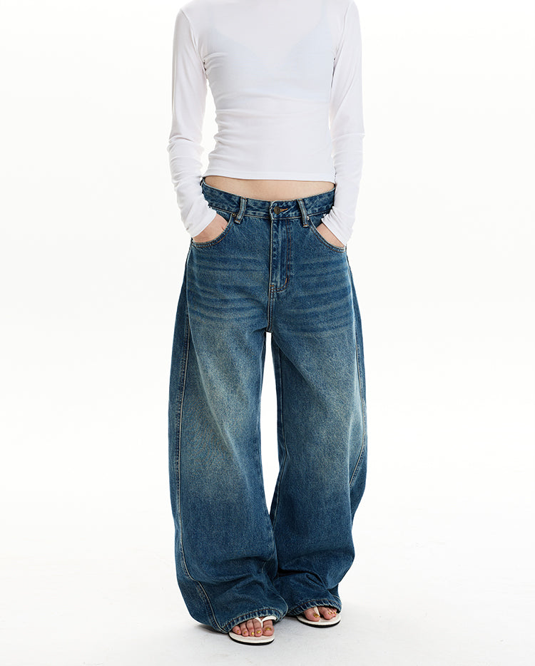 MADWIT FADED WASH WIDE JEANS #CK5571