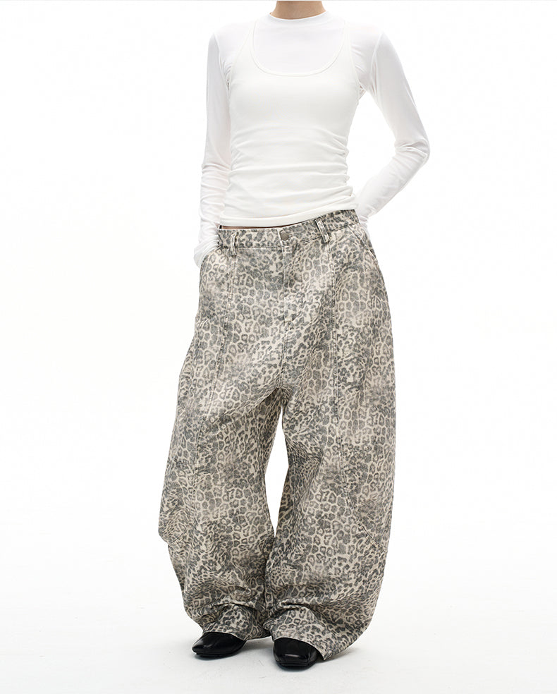 MADWITCH VINTAGE LEOPARD WIDE JEANS #A616