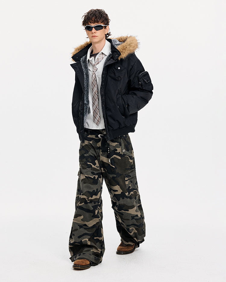 MADWITCH DETACHABLE HOOD QUILTED JACKET #IN058
