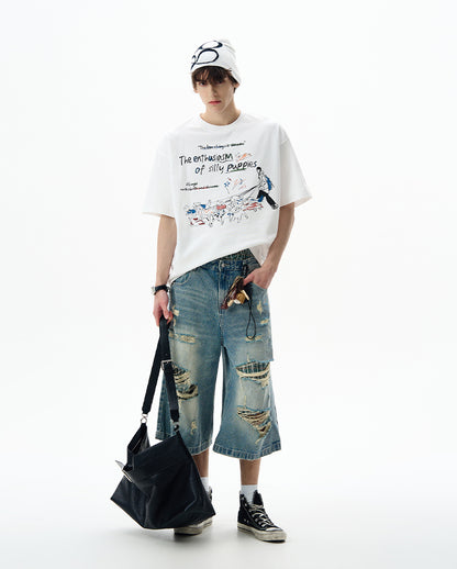 MADWITCH FUN PRINT CREWNECK TEE #880320