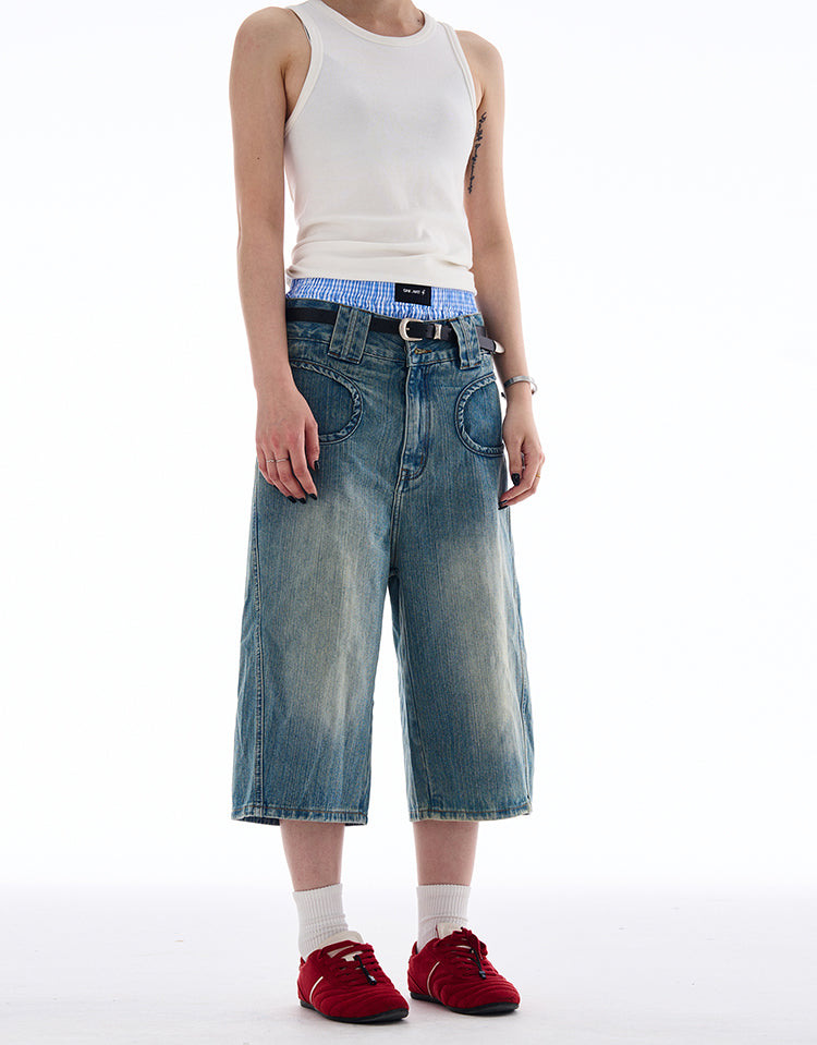 MADWITCH DESIGNER-STYLE CROPPED JEANS #L826